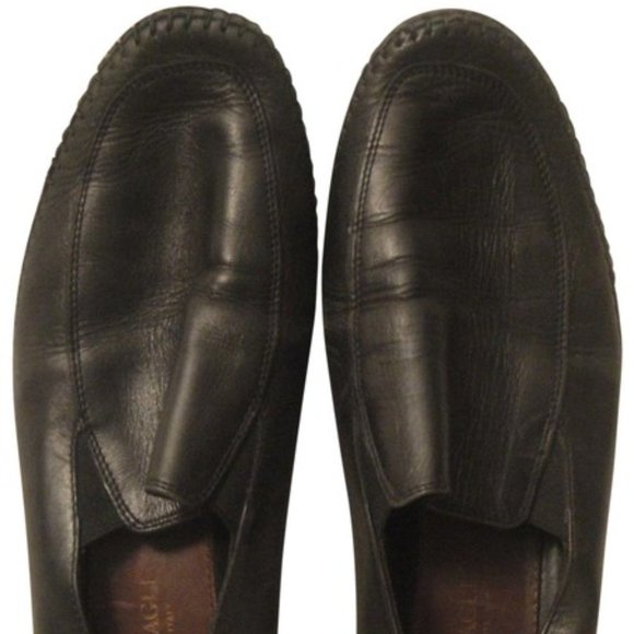 Bruno Magli Black Leather Mens Loafers Driving Flats size 10B? Italy main image 7